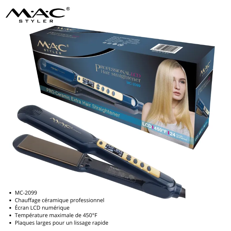 Fer à Lisser professionnel en céramique 450°F Écran LCD