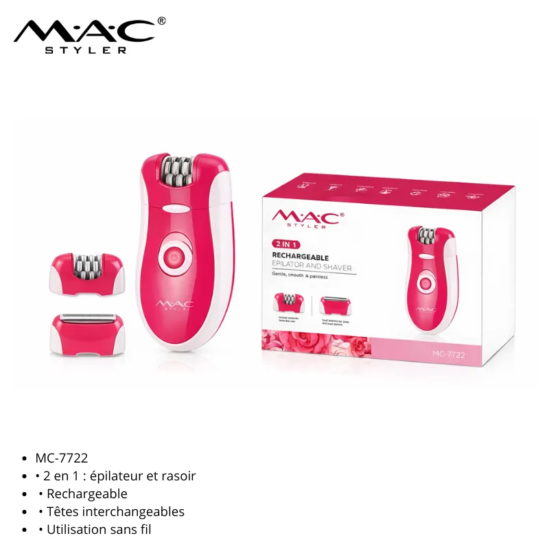 Epilateur / Rasoir et Rouleau Exfoliant 3 en 1