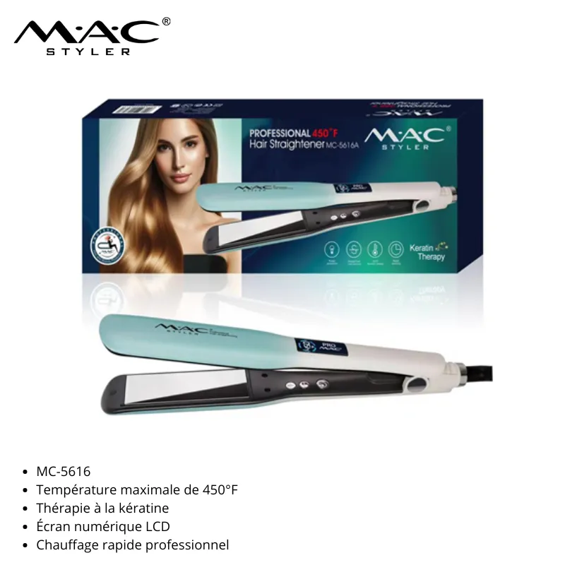 Lisseur professionnel MAC Styler 450°F avec Keratin Therapy mc-5616