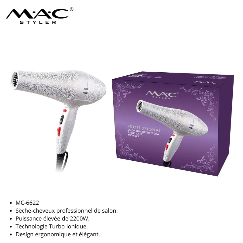 Sèche Cheveux Professionnel – Turbo Ionic – MC-6622