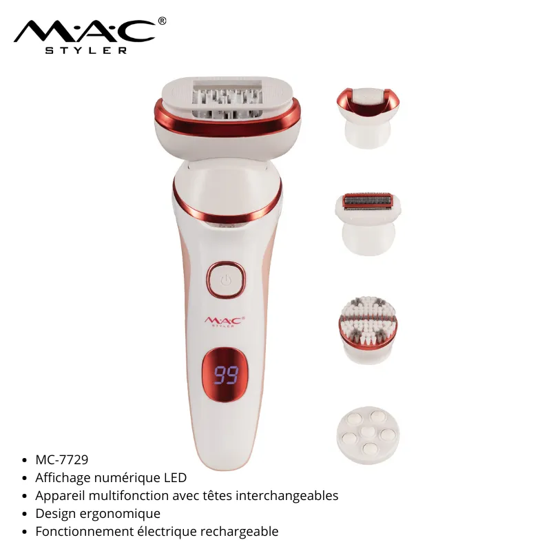 Rasoir / Brosse Nettoyante Et Massage 5 En 1 – Blanc