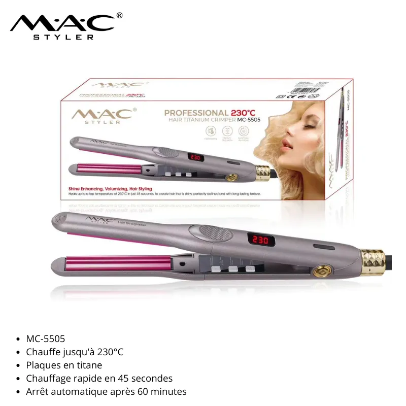 **Lisseur et Crimper Professionnel en Titane – MC-5505**