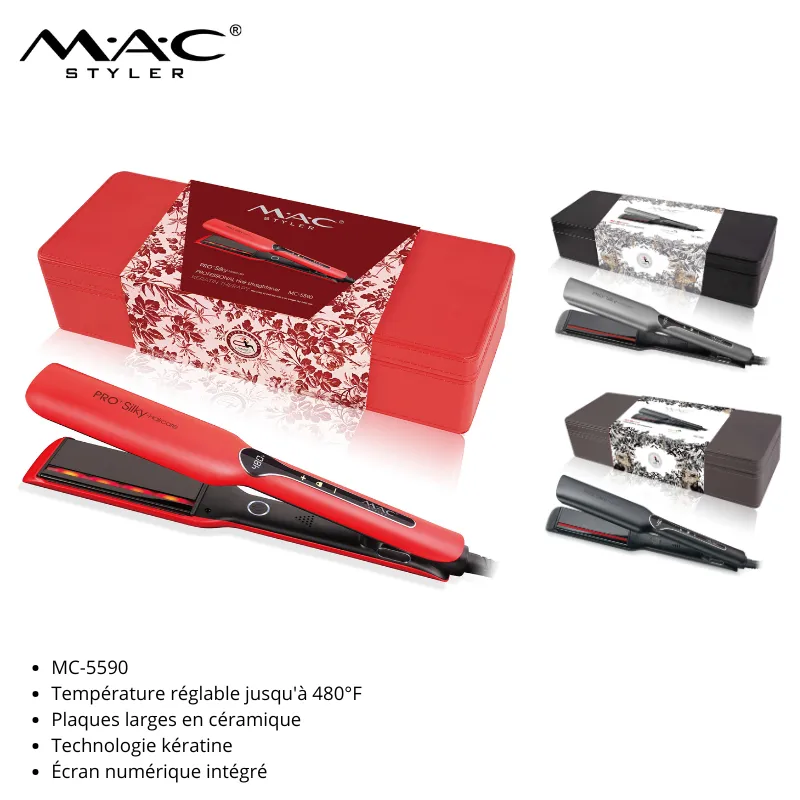 Lisseur A Cheveux – Ecran LCD – 480 F° – Rouge MC-5590