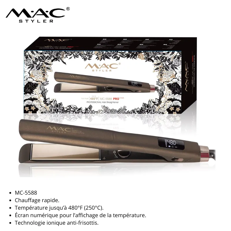 Lisseur Professionnel MAC Styler MC-5588 – Chauffage Rapide et Technologie Ionique